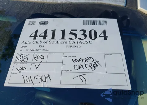 2019 Kia Sorento 2.4L Lx from USA, damaged, VIN 5XYPG4A34KG532486